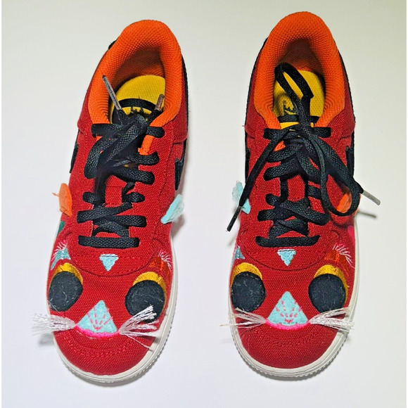 Nike Air Force One LV8 LOW CHINESE NEW YEAR RED, BLACK, ORANGE, YOUTH SIZE 1.5 - Picture 3 of 12